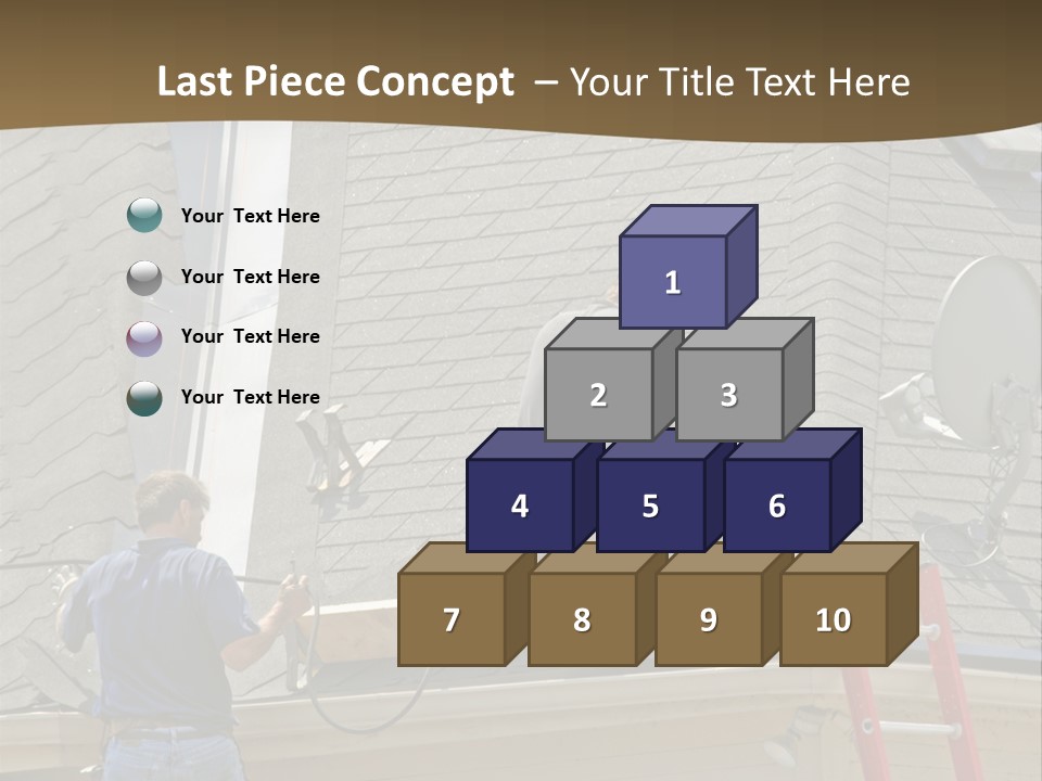 Two Men, Roofers, Lay Down A New Roof On A Home In The Neighborhood. (14Mp Camera) PowerPoint Template
