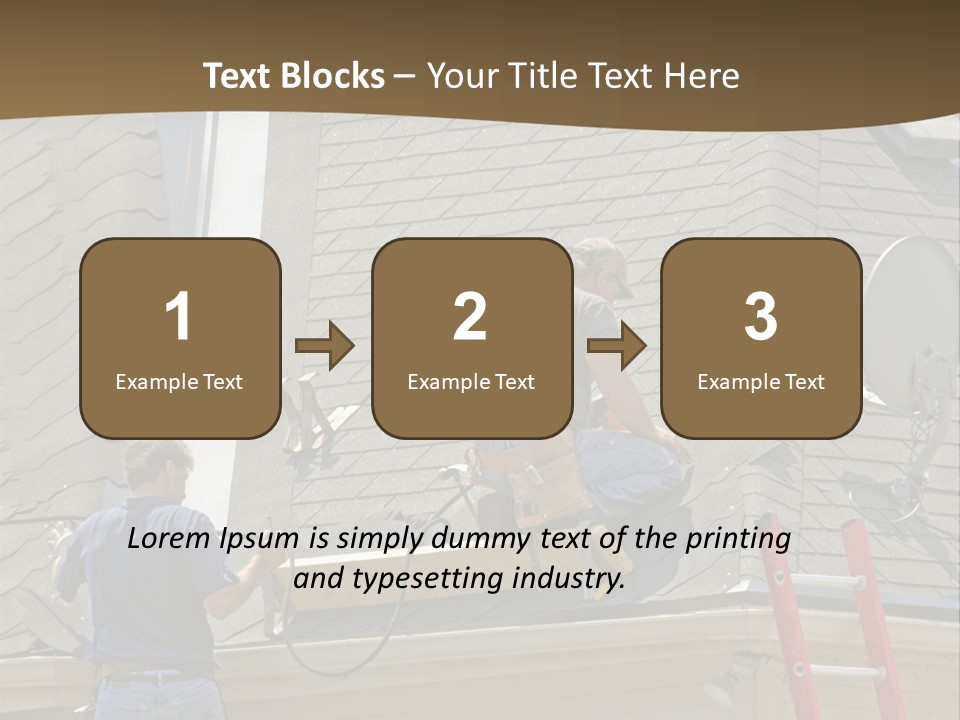 Two Men, Roofers, Lay Down A New Roof On A Home In The Neighborhood. (14Mp Camera) PowerPoint Template