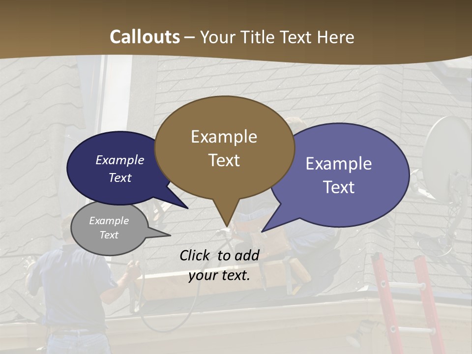 Two Men, Roofers, Lay Down A New Roof On A Home In The Neighborhood. (14Mp Camera) PowerPoint Template