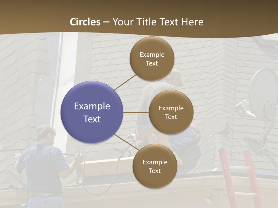 Two Men, Roofers, Lay Down A New Roof On A Home In The Neighborhood. (14Mp Camera) PowerPoint Template