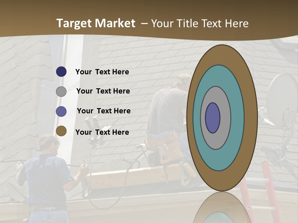 Two Men, Roofers, Lay Down A New Roof On A Home In The Neighborhood. (14Mp Camera) PowerPoint Template