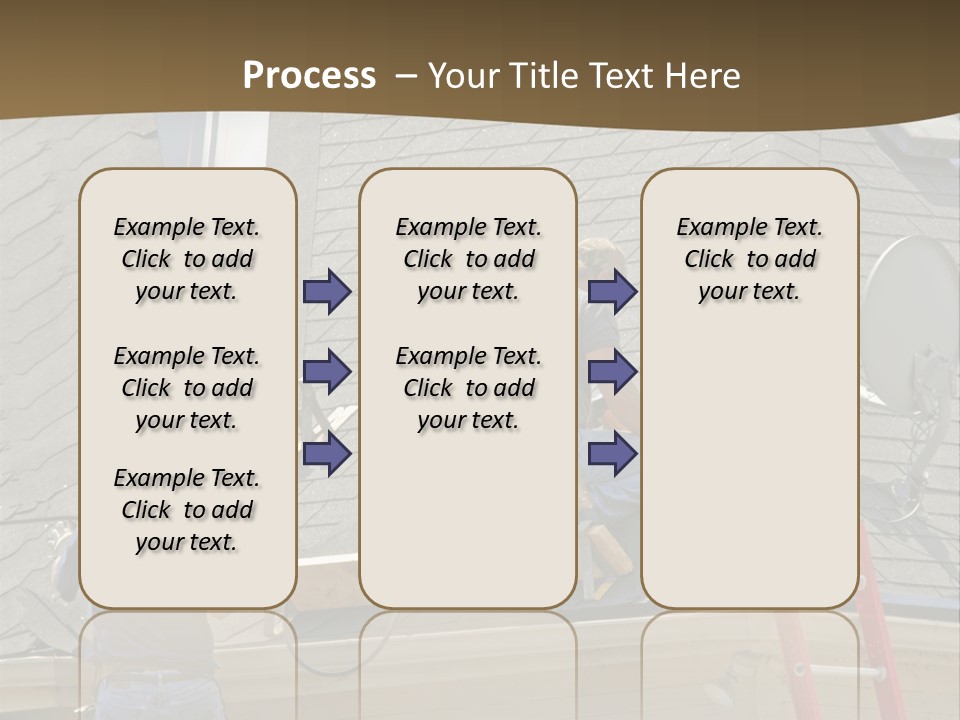 Two Men, Roofers, Lay Down A New Roof On A Home In The Neighborhood. (14Mp Camera) PowerPoint Template