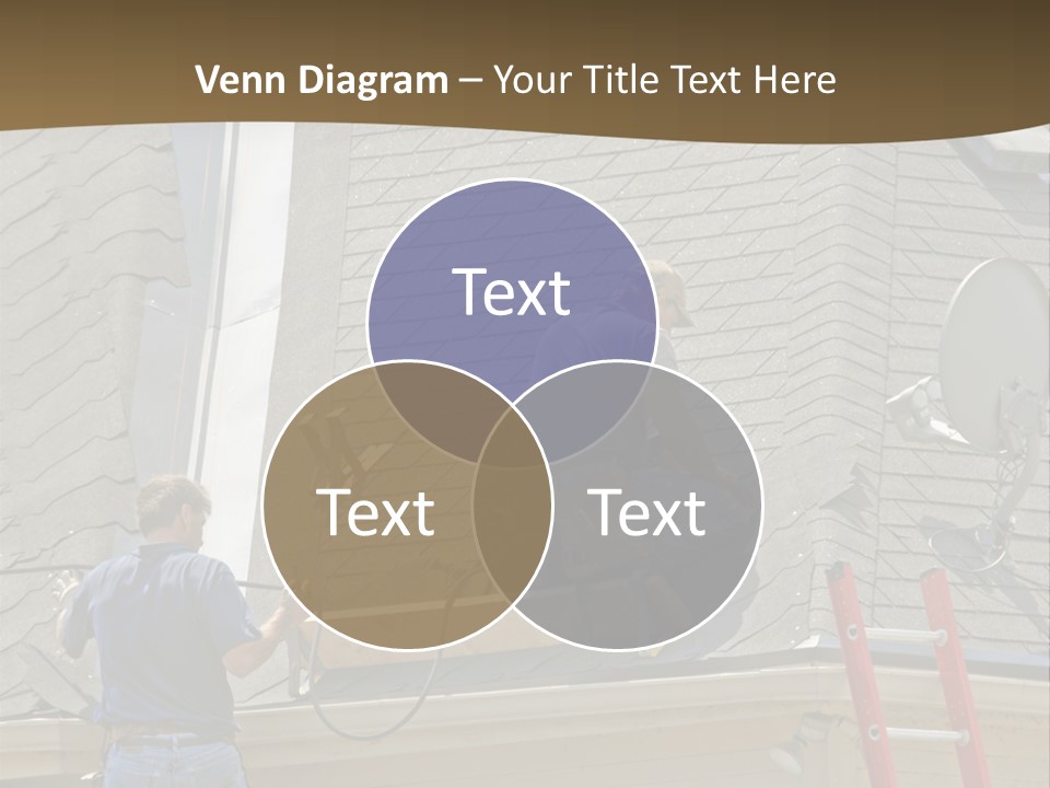 Two Men, Roofers, Lay Down A New Roof On A Home In The Neighborhood. (14Mp Camera) PowerPoint Template