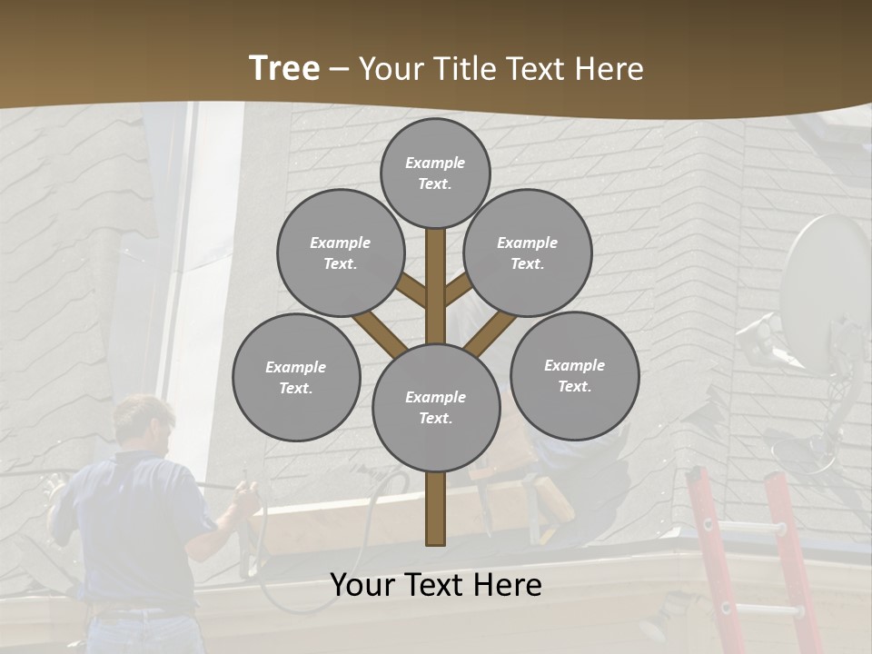 Two Men, Roofers, Lay Down A New Roof On A Home In The Neighborhood. (14Mp Camera) PowerPoint Template