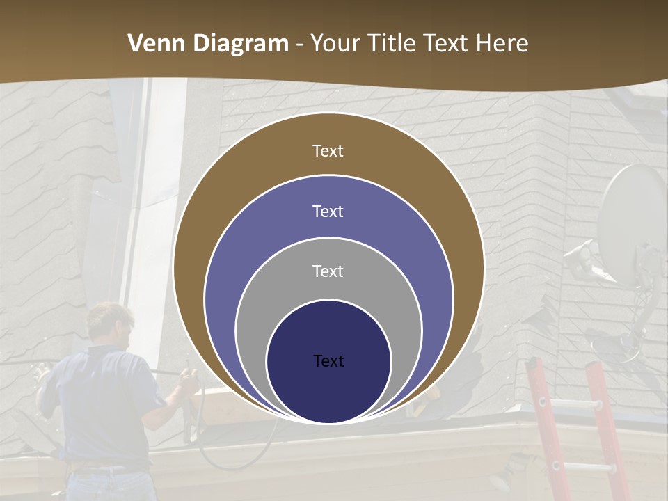 Two Men, Roofers, Lay Down A New Roof On A Home In The Neighborhood. (14Mp Camera) PowerPoint Template
