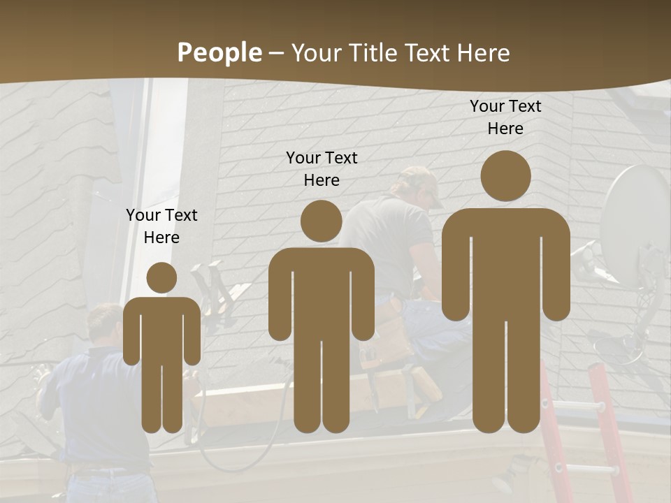 Two Men, Roofers, Lay Down A New Roof On A Home In The Neighborhood. (14Mp Camera) PowerPoint Template