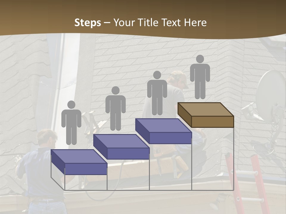Two Men, Roofers, Lay Down A New Roof On A Home In The Neighborhood. (14Mp Camera) PowerPoint Template