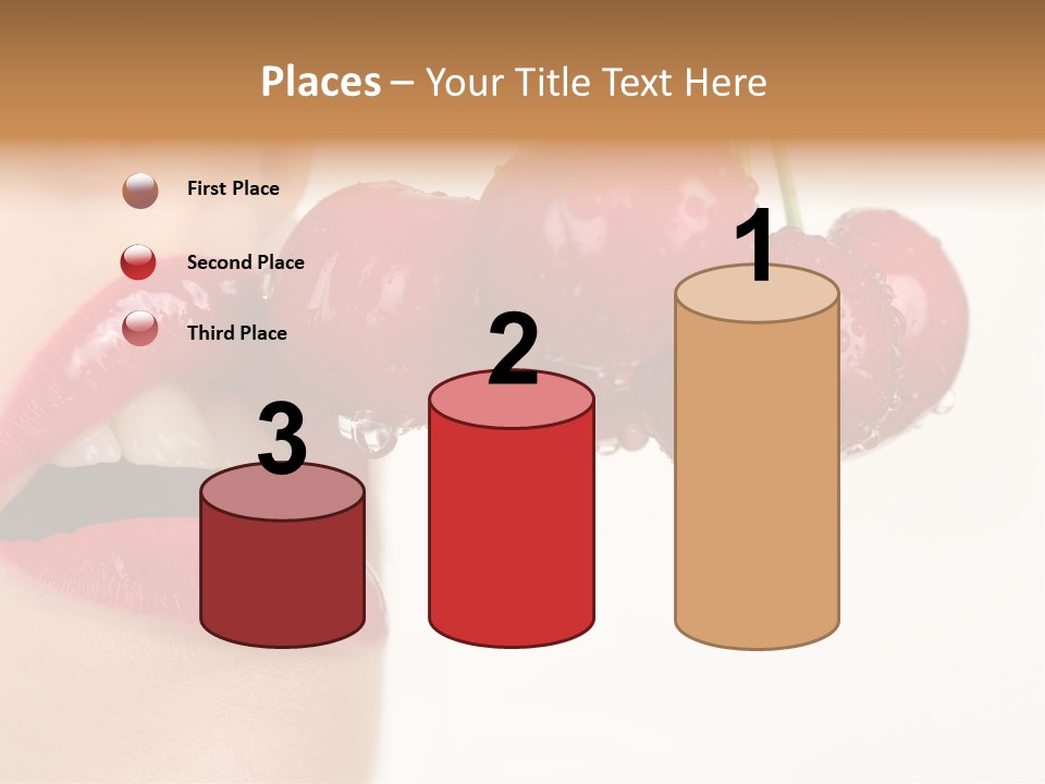 A Woman Is Biting Into A Bunch Of Cherries PowerPoint Template