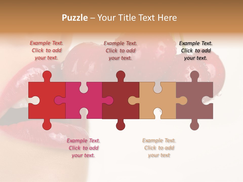 A Woman Is Biting Into A Bunch Of Cherries PowerPoint Template