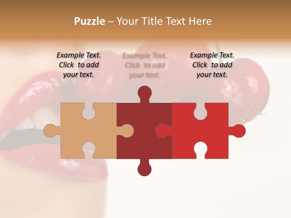 A Woman Is Biting Into A Bunch Of Cherries PowerPoint Template