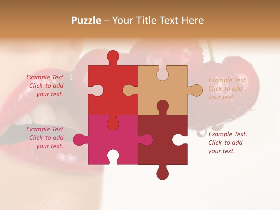 A Woman Is Biting Into A Bunch Of Cherries PowerPoint Template