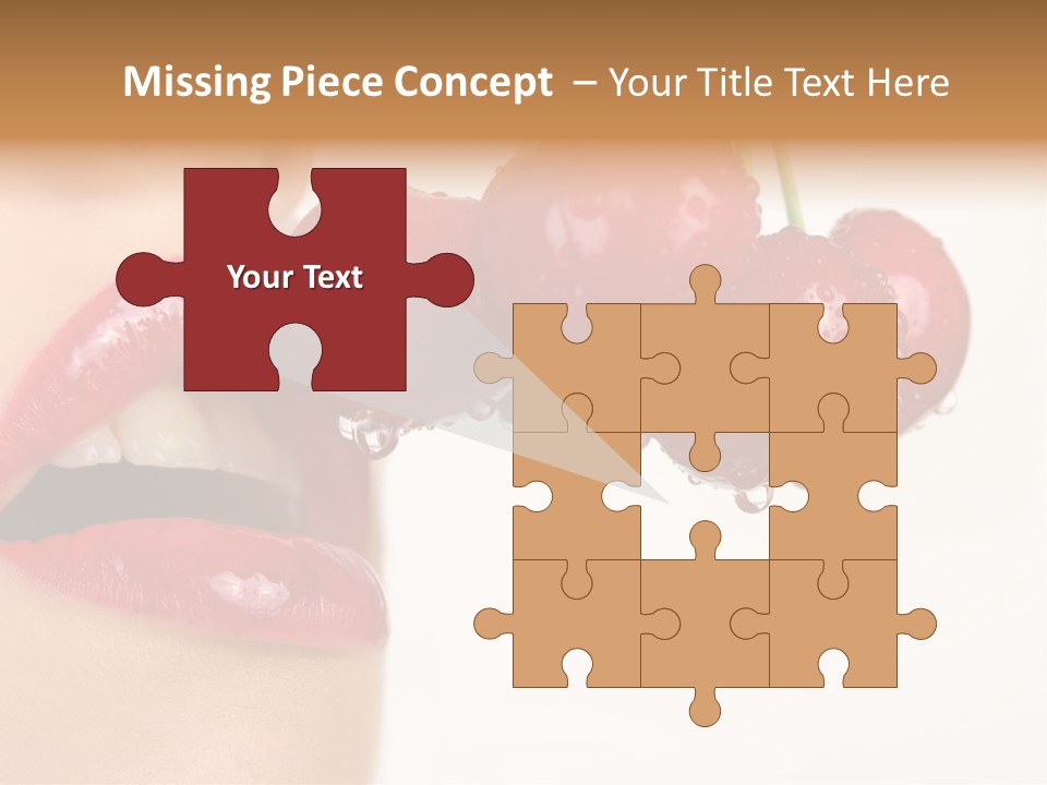 A Woman Is Biting Into A Bunch Of Cherries PowerPoint Template