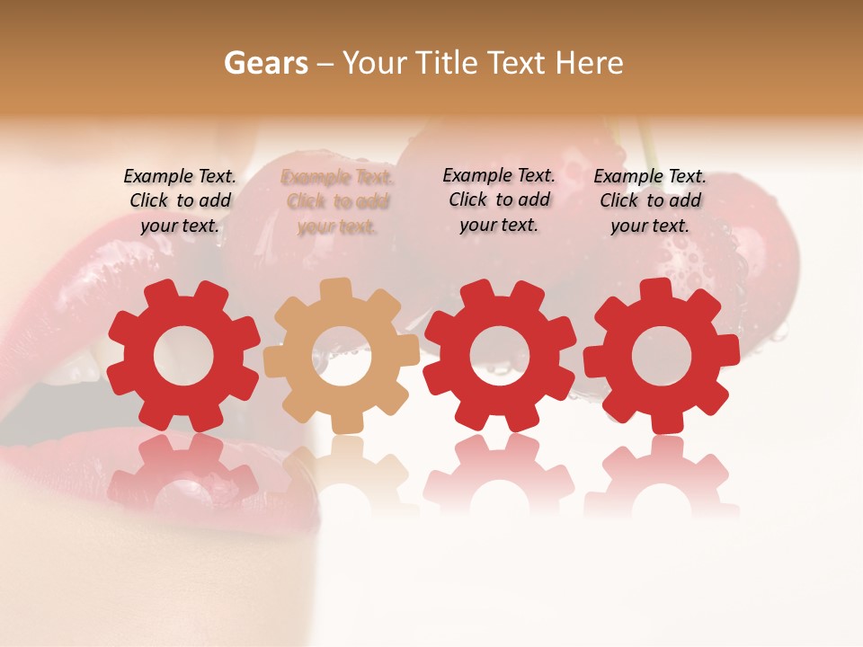 A Woman Is Biting Into A Bunch Of Cherries PowerPoint Template