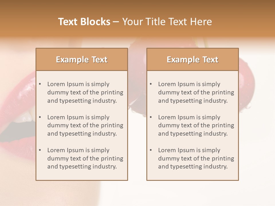 A Woman Is Biting Into A Bunch Of Cherries PowerPoint Template