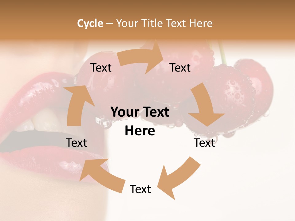 A Woman Is Biting Into A Bunch Of Cherries PowerPoint Template