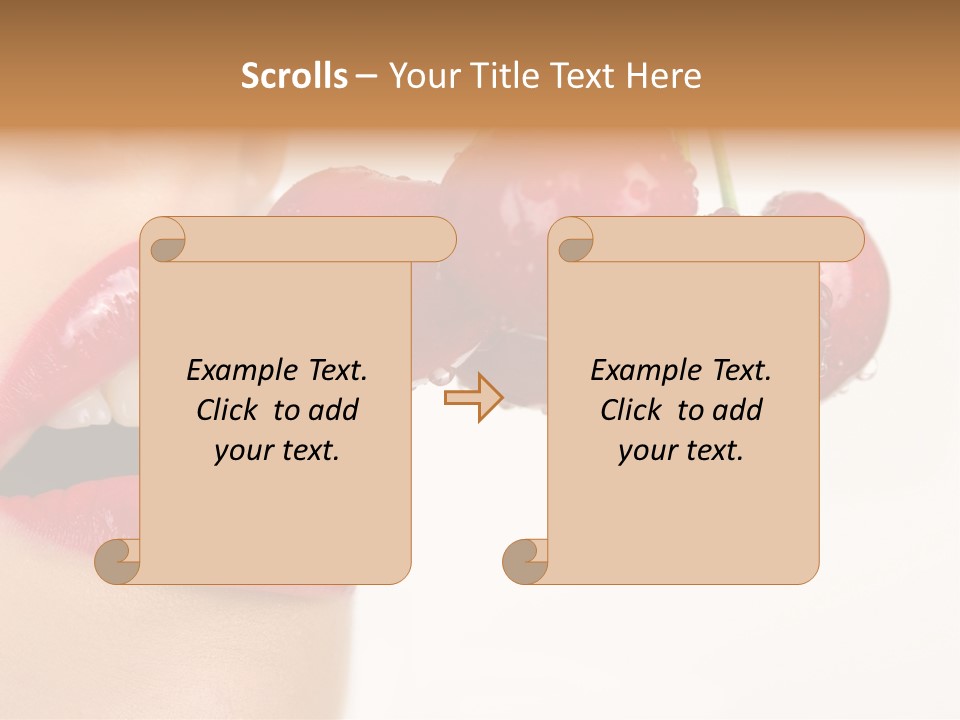 A Woman Is Biting Into A Bunch Of Cherries PowerPoint Template