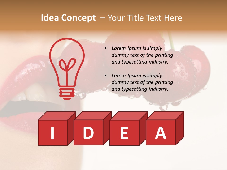 A Woman Is Biting Into A Bunch Of Cherries PowerPoint Template