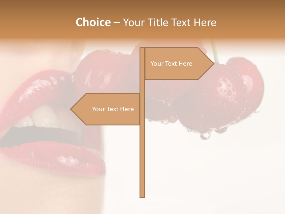 A Woman Is Biting Into A Bunch Of Cherries PowerPoint Template