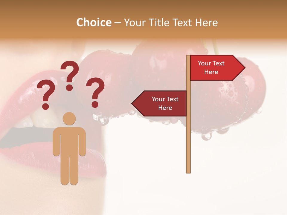 A Woman Is Biting Into A Bunch Of Cherries PowerPoint Template