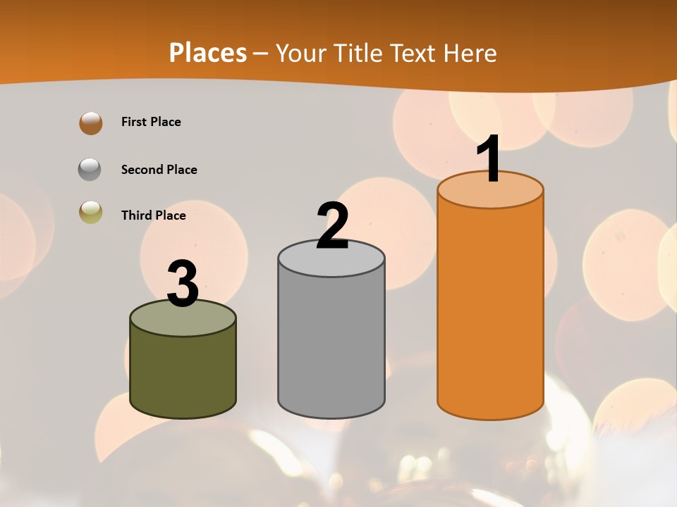 Shiny Gold Ornaments With A Christmas Light Background PowerPoint Template