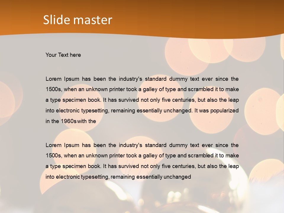 Shiny Gold Ornaments With A Christmas Light Background PowerPoint Template