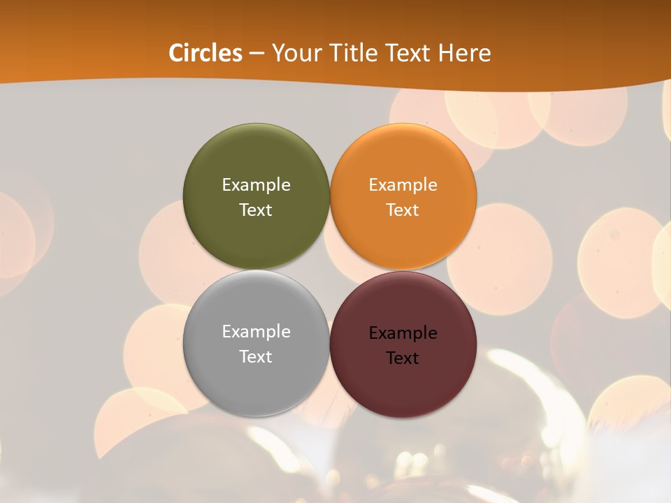 Shiny Gold Ornaments With A Christmas Light Background PowerPoint Template