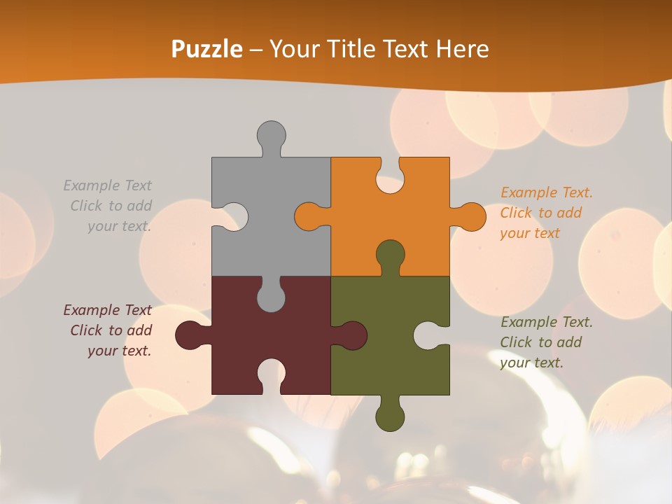 Shiny Gold Ornaments With A Christmas Light Background PowerPoint Template