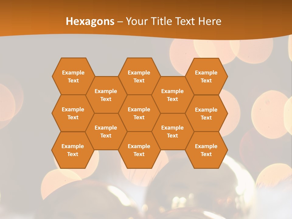 Shiny Gold Ornaments With A Christmas Light Background PowerPoint Template