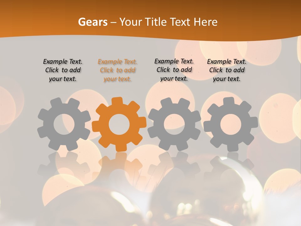 Shiny Gold Ornaments With A Christmas Light Background PowerPoint Template