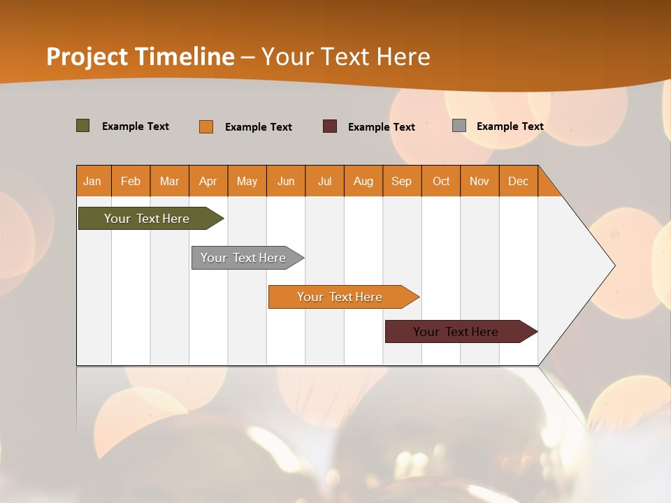 Shiny Gold Ornaments With A Christmas Light Background PowerPoint Template