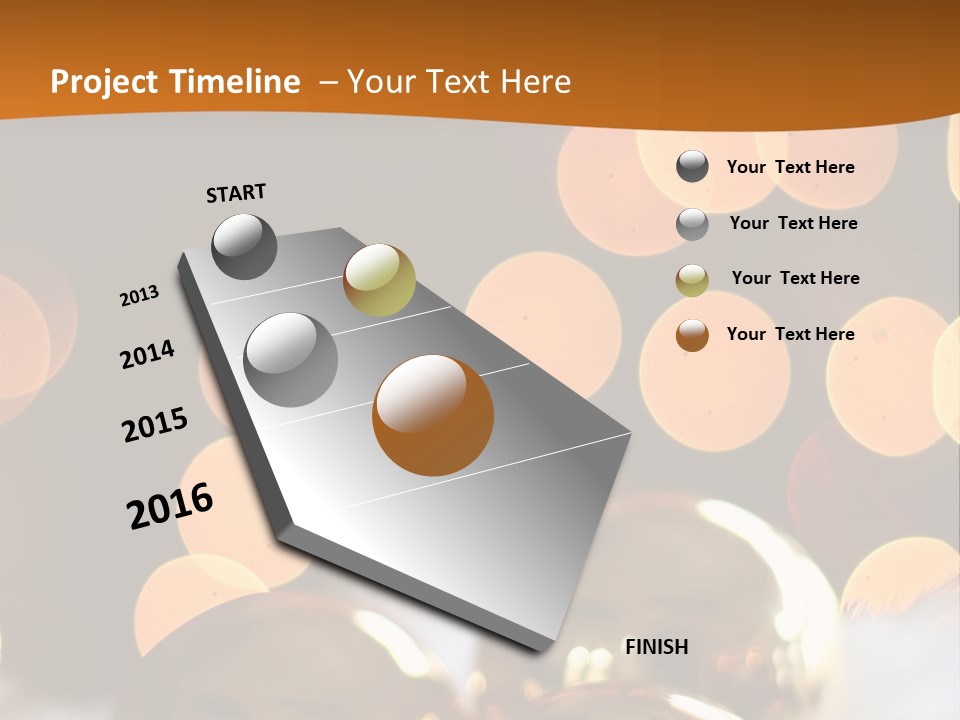 Shiny Gold Ornaments With A Christmas Light Background PowerPoint Template