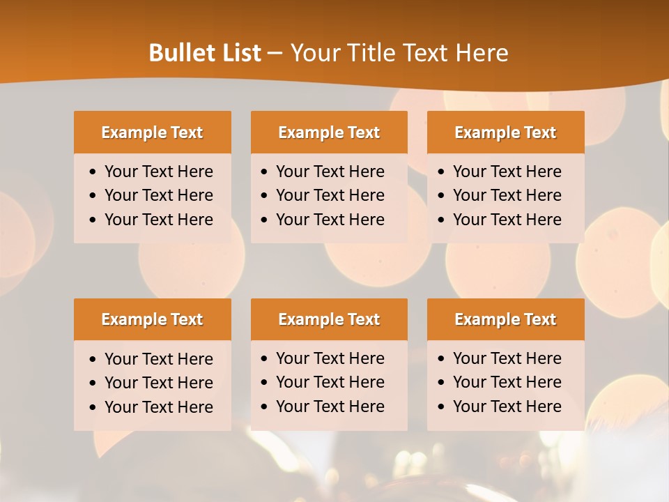 Shiny Gold Ornaments With A Christmas Light Background PowerPoint Template