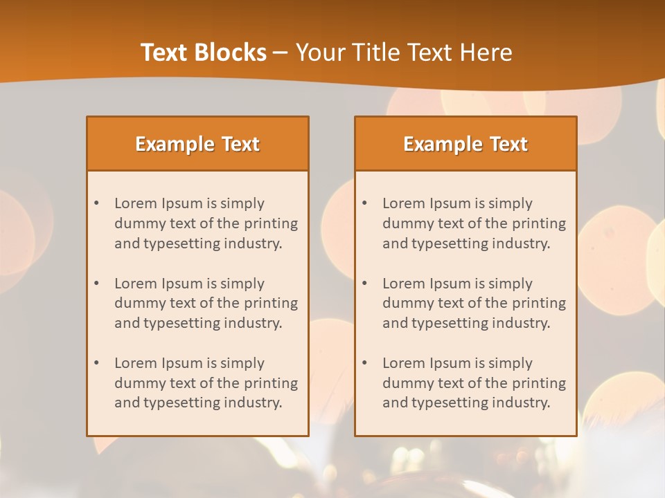 Shiny Gold Ornaments With A Christmas Light Background PowerPoint Template