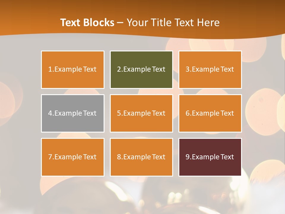 Shiny Gold Ornaments With A Christmas Light Background PowerPoint Template