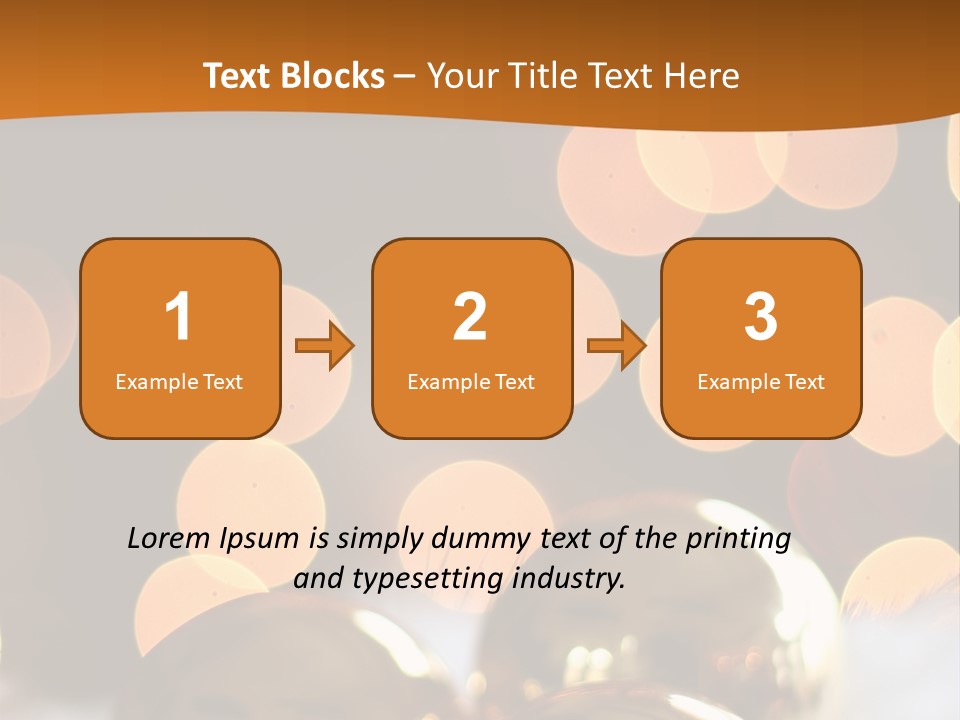 Shiny Gold Ornaments With A Christmas Light Background PowerPoint Template