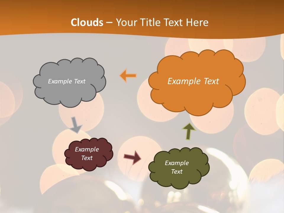 Shiny Gold Ornaments With A Christmas Light Background PowerPoint Template