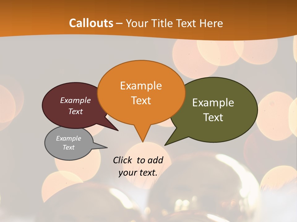 Shiny Gold Ornaments With A Christmas Light Background PowerPoint Template