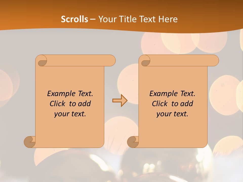 Shiny Gold Ornaments With A Christmas Light Background PowerPoint Template