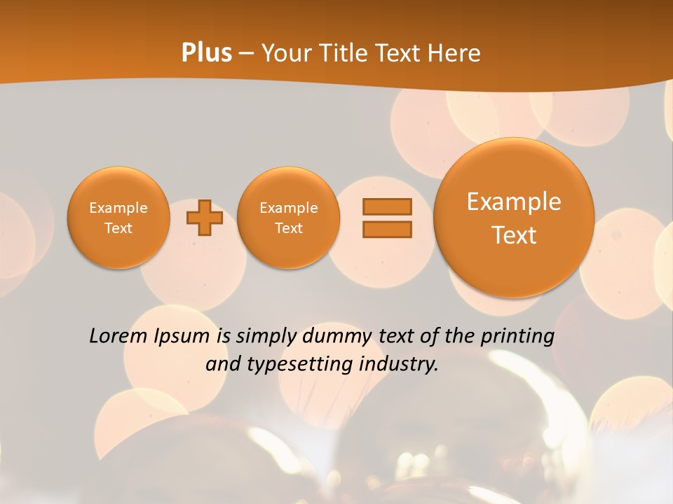 Shiny Gold Ornaments With A Christmas Light Background PowerPoint Template