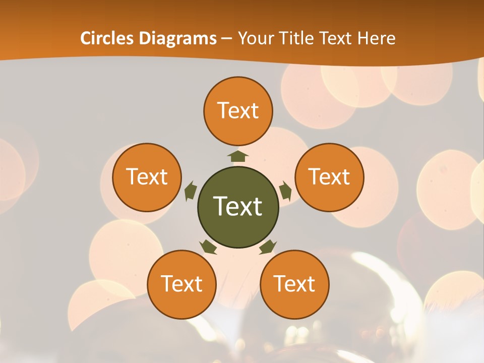 Shiny Gold Ornaments With A Christmas Light Background PowerPoint Template