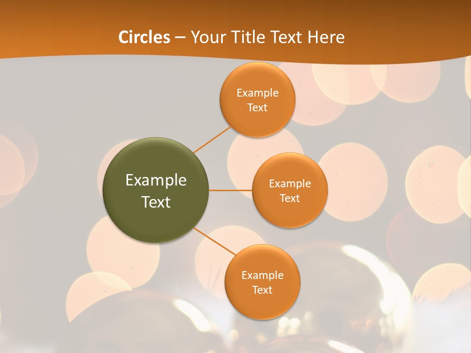 Shiny Gold Ornaments With A Christmas Light Background PowerPoint Template