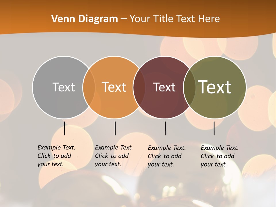 Shiny Gold Ornaments With A Christmas Light Background PowerPoint Template