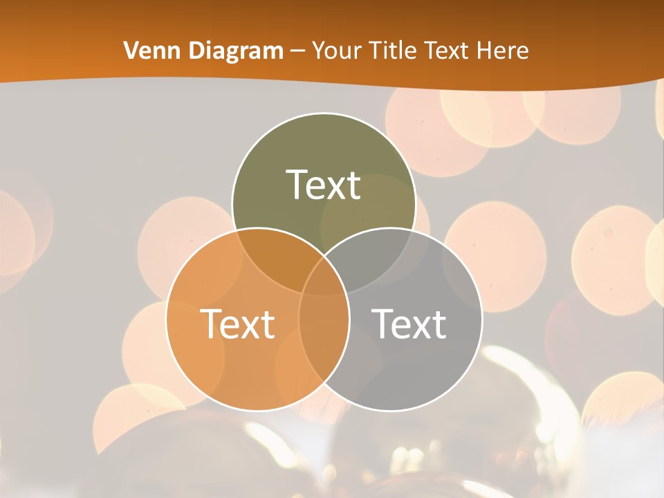 Shiny Gold Ornaments With A Christmas Light Background PowerPoint Template