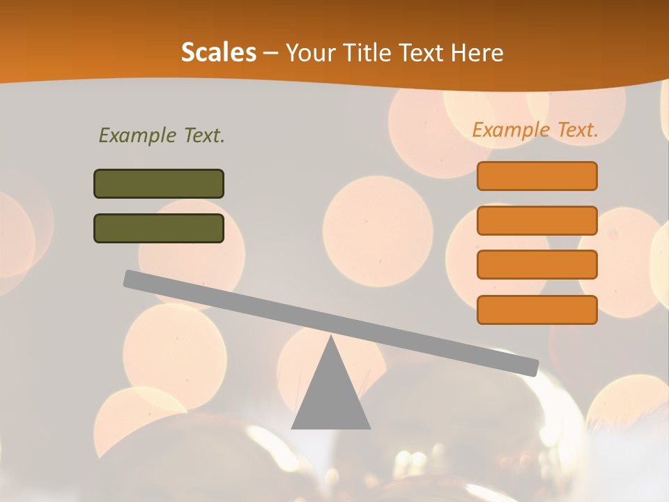 Shiny Gold Ornaments With A Christmas Light Background PowerPoint Template