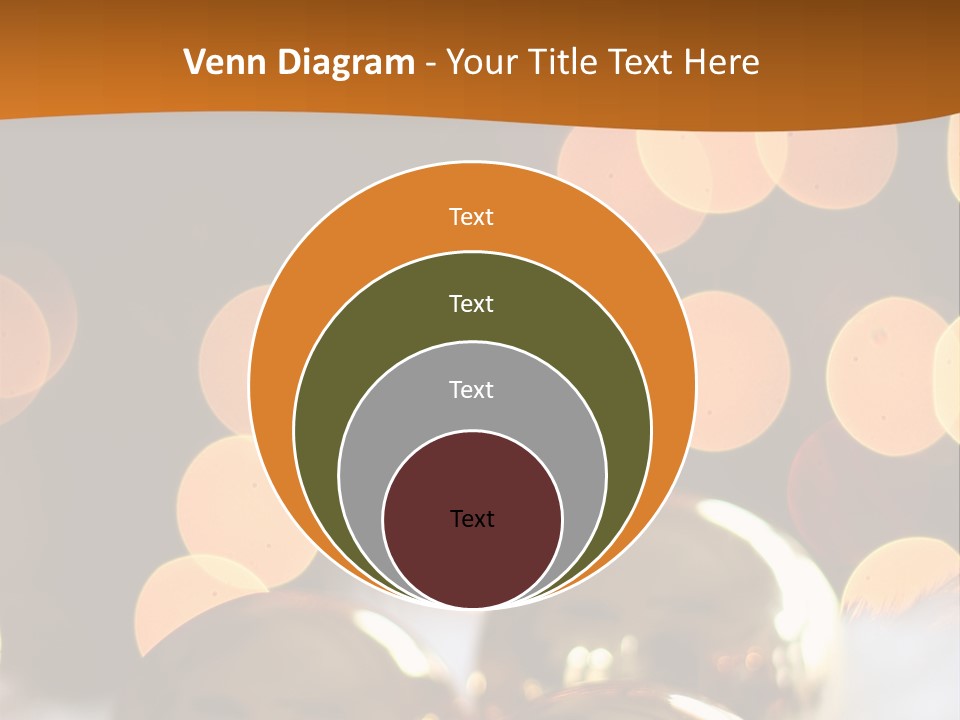 Shiny Gold Ornaments With A Christmas Light Background PowerPoint Template