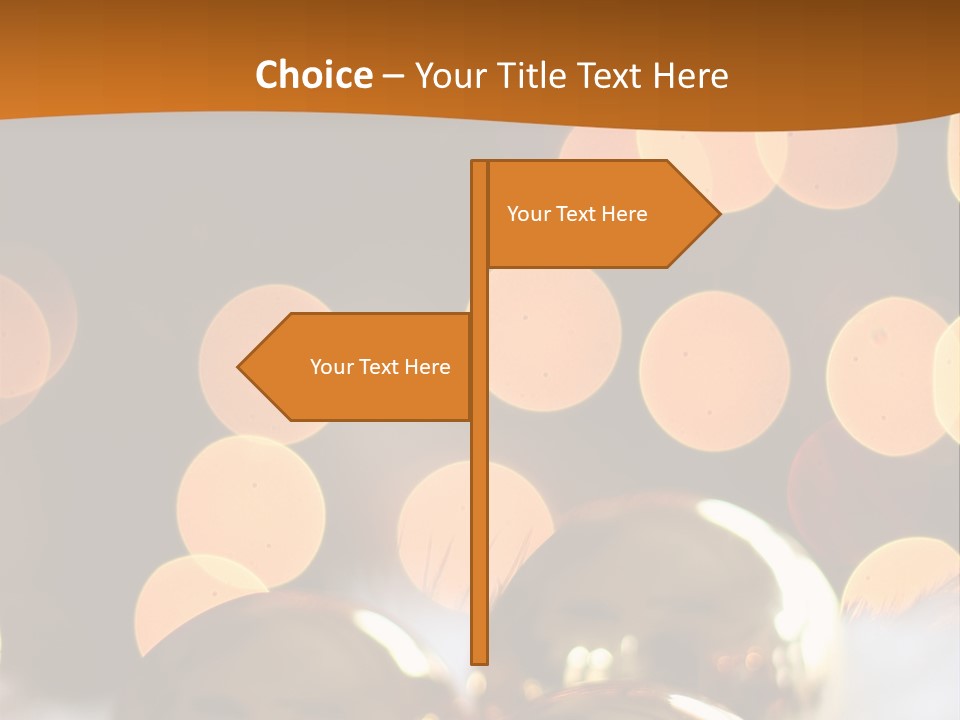 Shiny Gold Ornaments With A Christmas Light Background PowerPoint Template