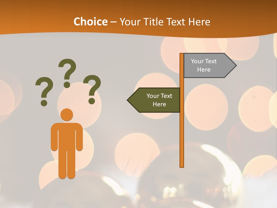 Shiny Gold Ornaments With A Christmas Light Background PowerPoint Template