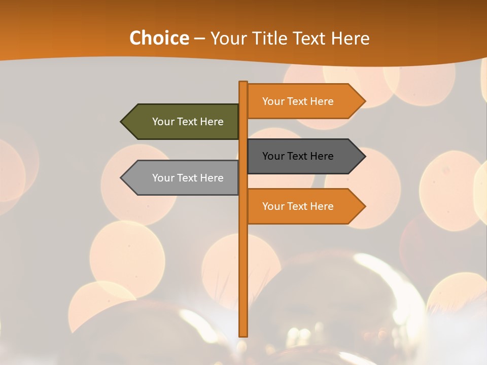 Shiny Gold Ornaments With A Christmas Light Background PowerPoint Template