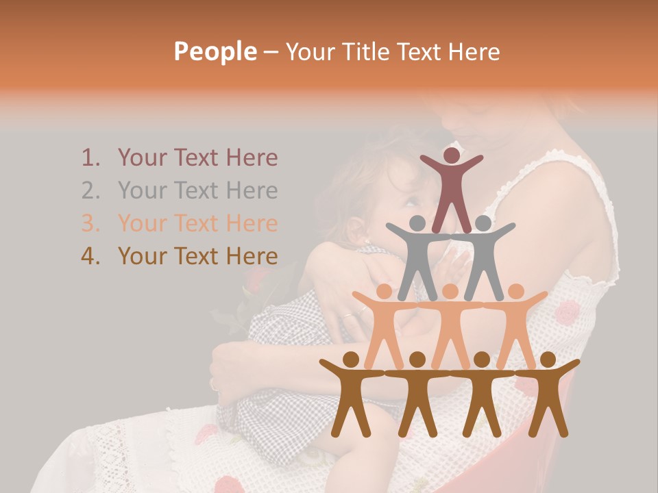 Mother Comforting Her Daughter - Concept For Parenthood And Childhood - Isolated On Black PowerPoint Template