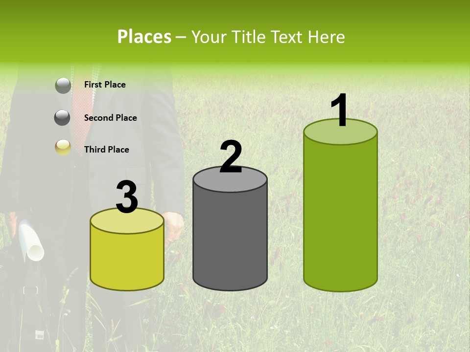 A Businessman In Grass. PowerPoint Template